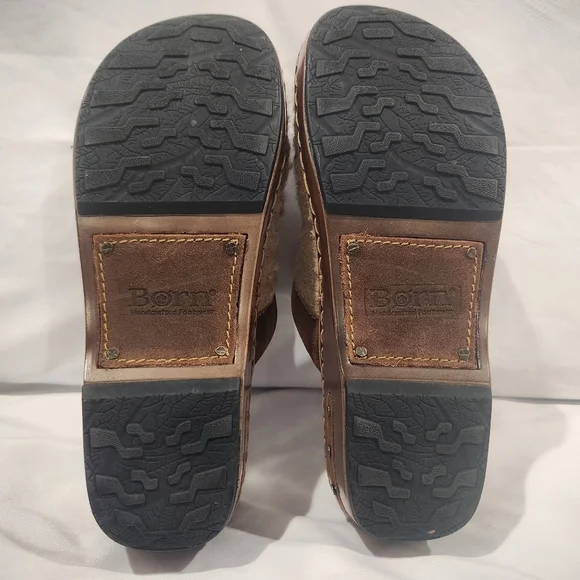 Born Tan Slip-On Clogs with Geometric Design - Picture 5 of 9